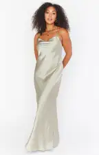 Tuscany Maxi Slip Dress ~ Moss Green Luxe Satin(XXS)