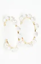 Sunrise Pearl Hoops ~ Gold(OS)