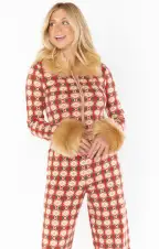 Zermatt Zip Up ~ Brown Geo Jacquard