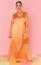 Thalia Maxi Dress ~ Cantaloupe Luxe Satin(XS)