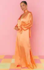 Thalia Maxi Dress ~ Cantaloupe Luxe Satin(XS)