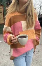 Ember Tunic Sweater ~ Uneven Patchwork Knit(XS)