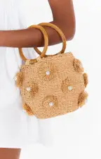 Elia Straw Bag ~ Natural/White(OS)