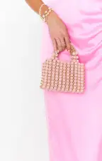 Bethany Beaded Bag ~ Light Pink/Gold(OS)