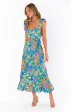 Alexis Midi Dress ~ Painterly Petals(XS)