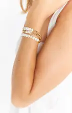 MOH Bracelet ~ Gold & White Beaded(OS)