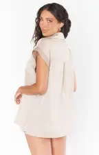 Best Day Button Up ~ Champagne Luxe Satin(XXS)