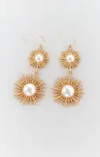 Sunburst Drop Earrings ~ Gold/Pearl(OS)