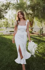 Garden Midi Dress ~ Ivory Luxe Satin(XXS)