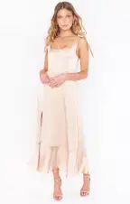 Claire Midi Dress ~ Champagne Luxe Satin(XXS)