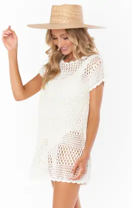Cleo Coverup ~ White Crochet(XS)
