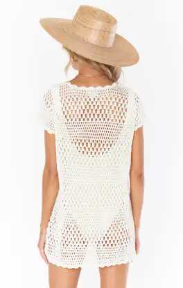 Cleo Coverup ~ White Crochet(XS)