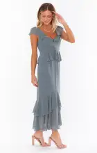 Reese Ruffle Dress ~ Deep Sage Chiffon(XXS)