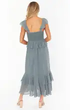 Reese Ruffle Dress ~ Deep Sage Chiffon(XXS)