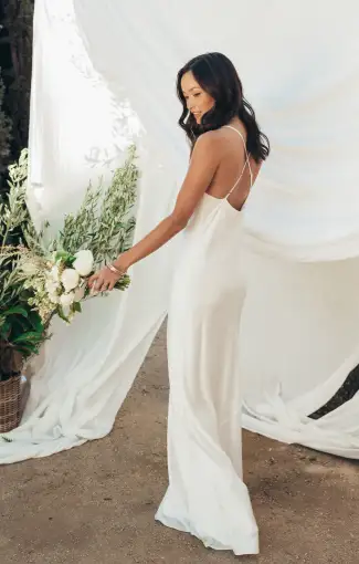 Tuscany Maxi Slip Dress ~ Ivory Luxe Satin(XXS)
