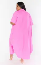 Buoy Button Down Dress ~ Hot Pink Crinkle Flow(XS)