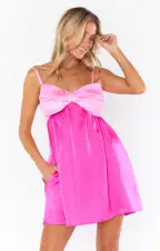 Best Bow Dress ~ Colorblock Pink Luxe Satin(XS)