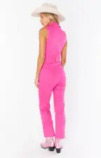 Jacksonville Cropped Jumpsuit ~ Hot Pink Denim(XS)