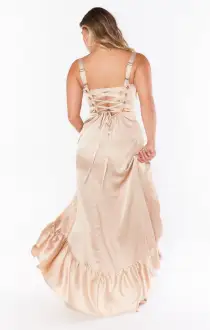 Clarissa Corset Dress ~ Champagne Luxe Satin(XXS)
