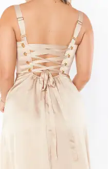 Clarissa Corset Dress ~ Champagne Luxe Satin(XXS)