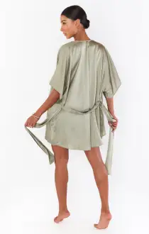 First Look Robe ~ Moss Green Luxe Satin(XXS)