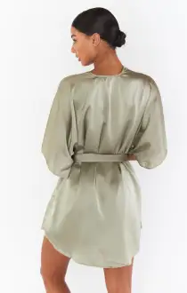 First Look Robe ~ Moss Green Luxe Satin(XXS)