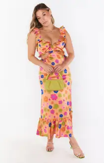 Lane Midi Dress ~ Poppin Poppy(XS)
