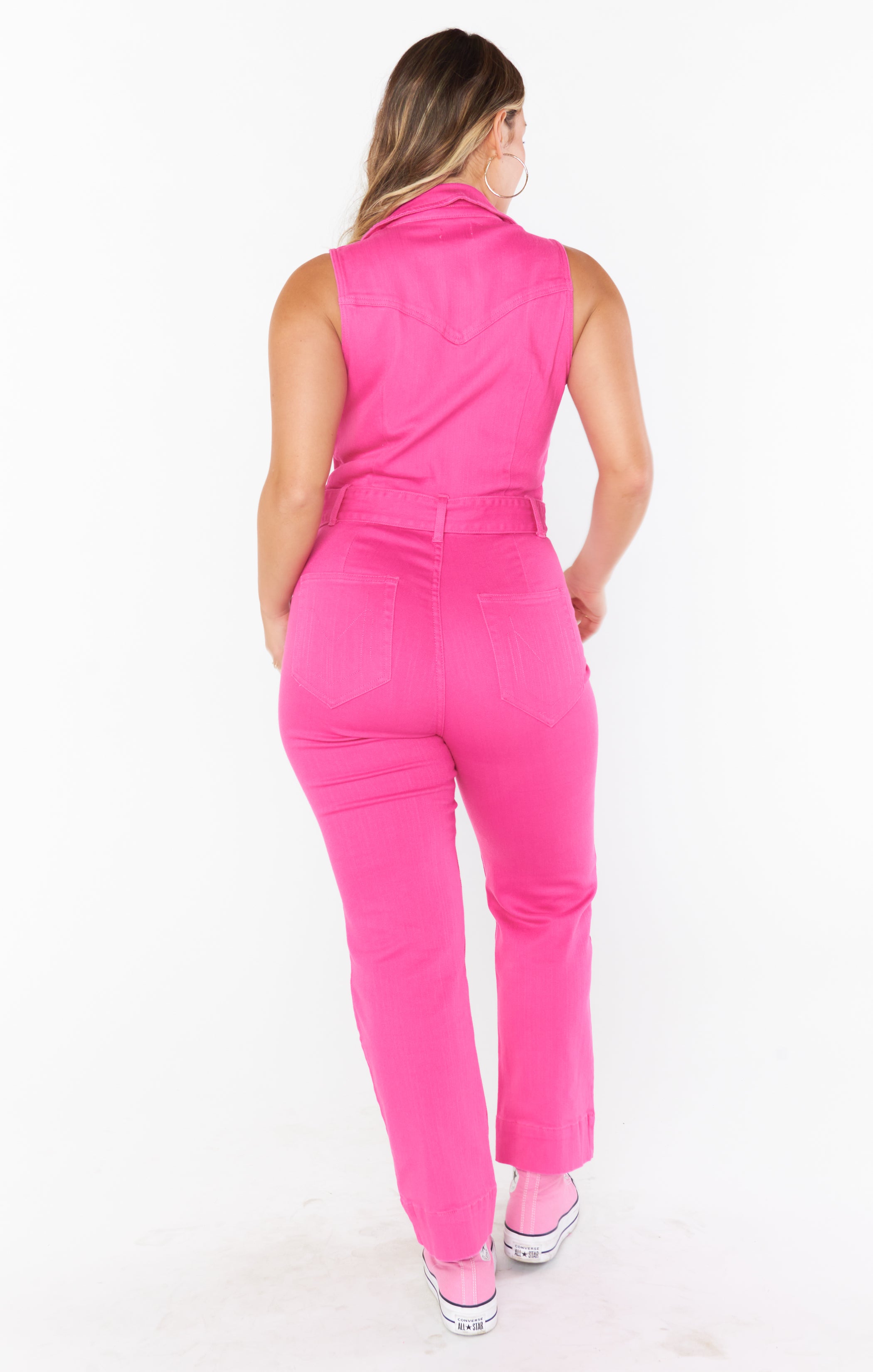 Jacksonville Cropped Jumpsuit ~ Hot Pink Denim(XS)