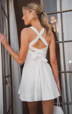 Abigail Mini Dress ~ White Taffeta(XXS)