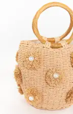 Elia Straw Bag ~ Natural/White(OS)