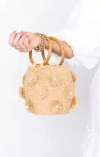 Elia Straw Bag ~ Natural/White