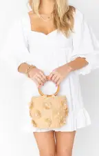 Elia Straw Bag ~ Natural/White(OS)
