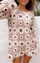 Mamacita Coverup ~ Neutral Flower Crochet(XS)