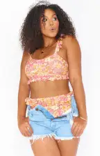 Seaside Ruffle Top ~ Pretty Poppy(XS)
