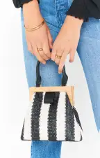 Saskia Stripe Bag ~ Black/Natural(OS)