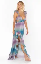 Francie Ruffle Dress ~ Ombre Metallic Crinkle(XS)