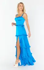 Lady Corset Dress ~ Blue Luxe Satin(XS)