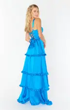 Lady Corset Dress ~ Blue Luxe Satin(XS)