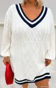 Tailgate Sweater Dress ~ Navy Cable Knit(XS)