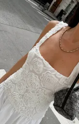Bradshaw Maxi Dress ~ Rosette Mesh White(XS)