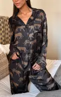 Classic PJ Set ~ Black Catwalk Silky