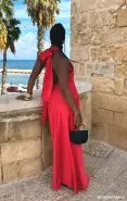 Lisa Maxi Dress ~ Red Luxe Satin(XXS)
