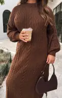 Barb Sweater Dress ~ Chocolate Cable Knit(XS)
