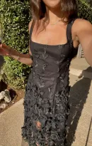 Stephanie Dress ~ Black 3D Floral(XXS)
