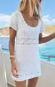 Destination Mini Dress ~ White Crochet(XS)