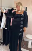 Eloise Dress ~ Velvet with Rhinestone Bows(XS)