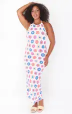 Happy Halter Midi Dress ~ Bright Multi Crochet(XS)