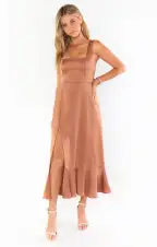 Claire Midi Dress ~ Copper Luxe Satin(XXS)