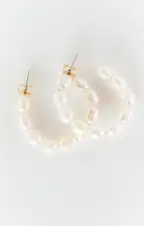 ALV Jewels Penny Pearl Hoop Earrings ~ Ivory(OS)