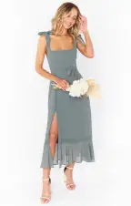 Claire Midi Dress ~ Deep Sage Chiffon(XXS)